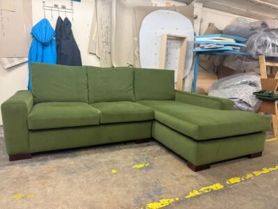 REFURBISHED Zara corner sofa in passione olive velvet